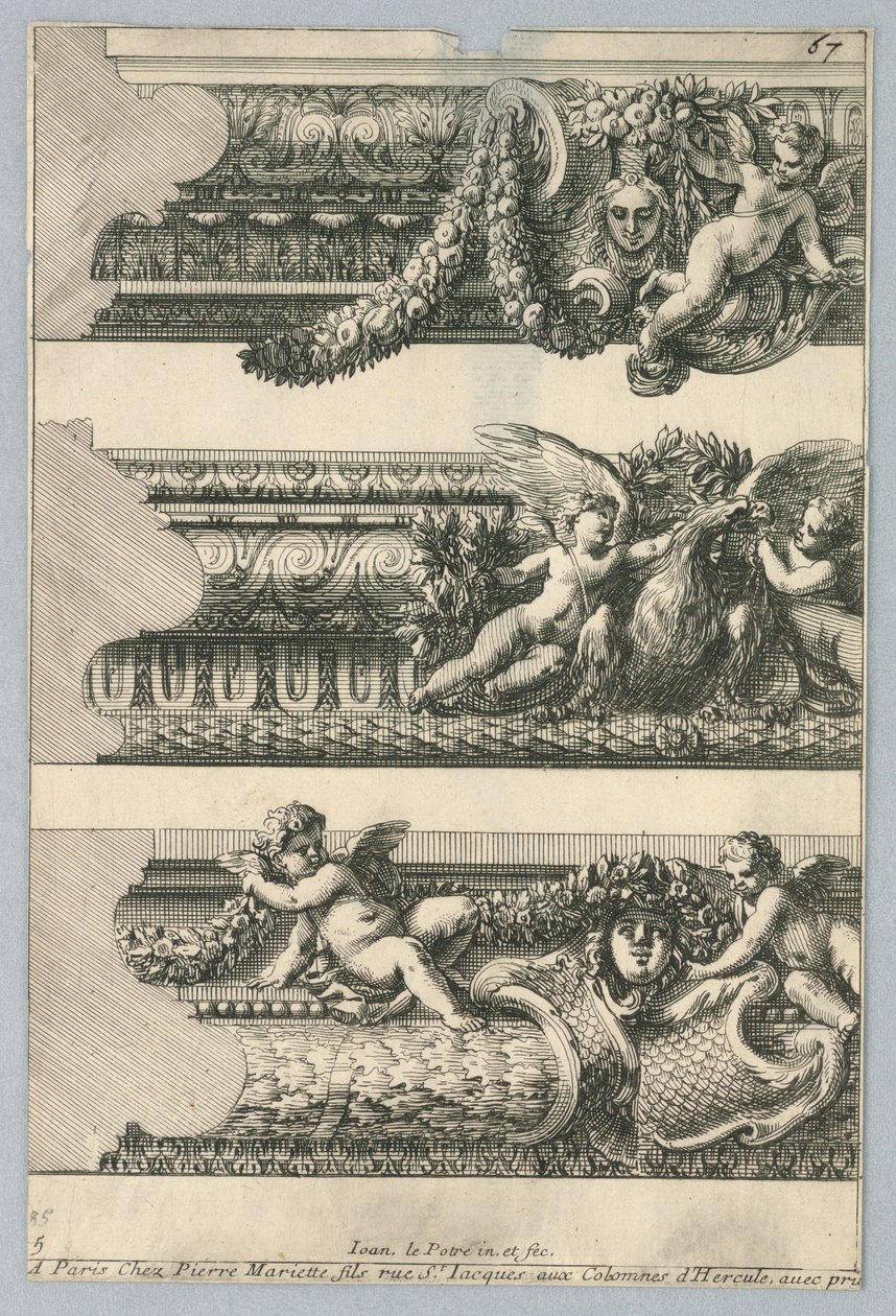 Design pro malované rámy, z "Bordures de Tableau" od Jean le Pautre