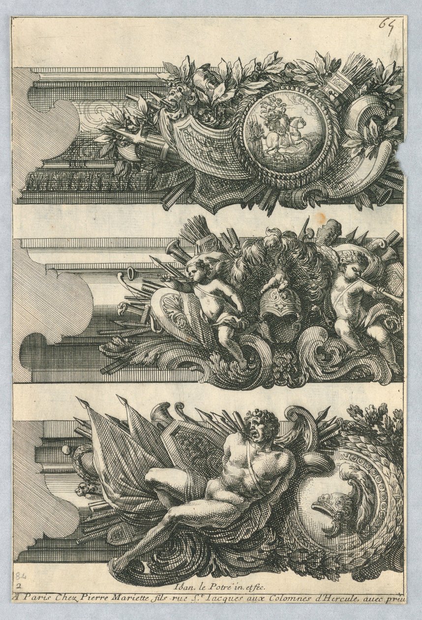 Design pro malované rámy, z "Bordures de Tableau" od Jean le Pautre