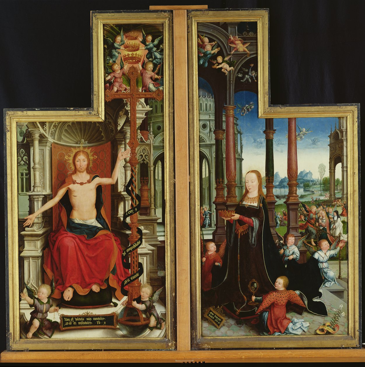 Polyptych Oslava Nejsvětější Trojice, panely zobrazující Krista na trůnu a Pannu, 1509-15 od Jean the Elder Bellegambe