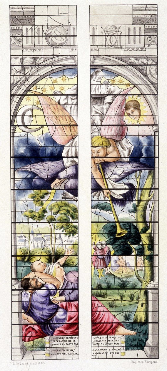 Reprodukce scény z Apokalypsy, kterou namaloval Jean Cousin starší (1490-1560), Svatá kaple ve Vincennes od Jean the Elder Cousin