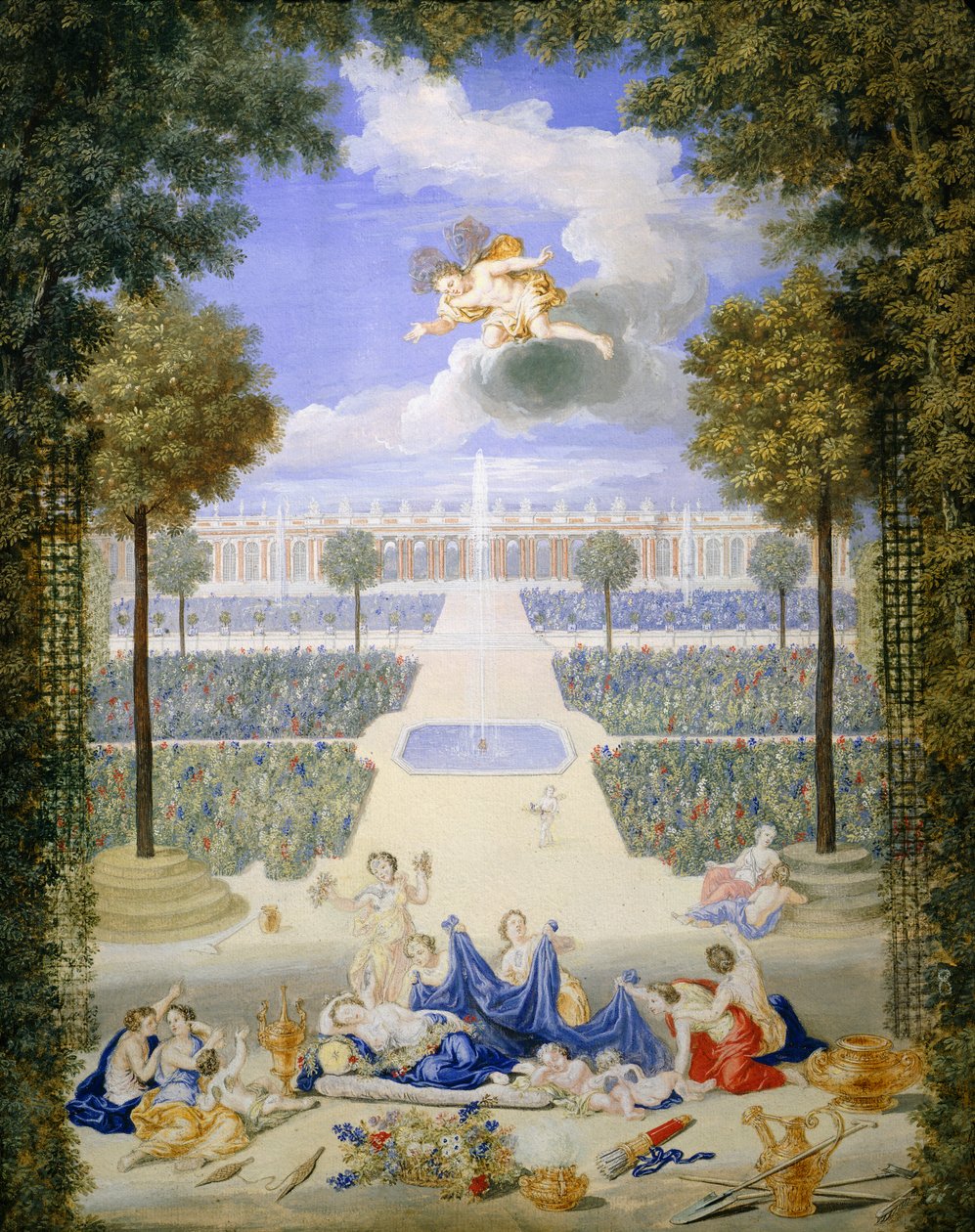 Francie, Versailles, parter Grand Trianon, Jean Cotelle od Jean the Younger Cotelle