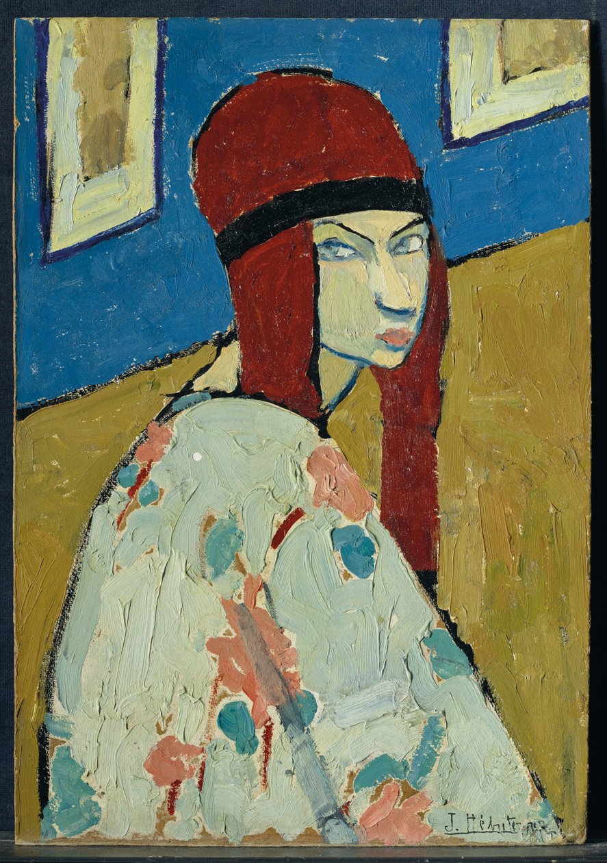Autoportrét, kolem roku 1917 (olej na kartonu) od Jeanne Hébuterne