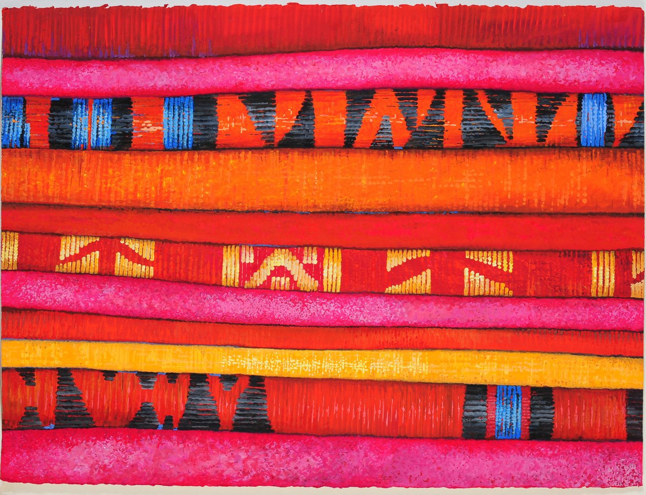 Marocké tkaniny 2, 2013 (kvaš na papíře) od Jeanne Maze