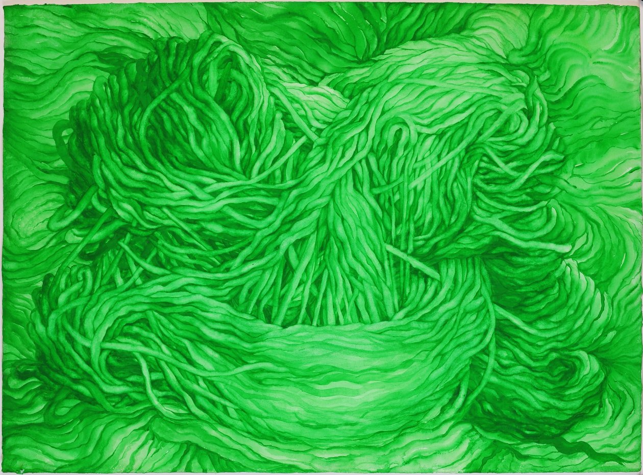Zelená vlna, 2013 (kvaš na papíře) od Jeanne Maze