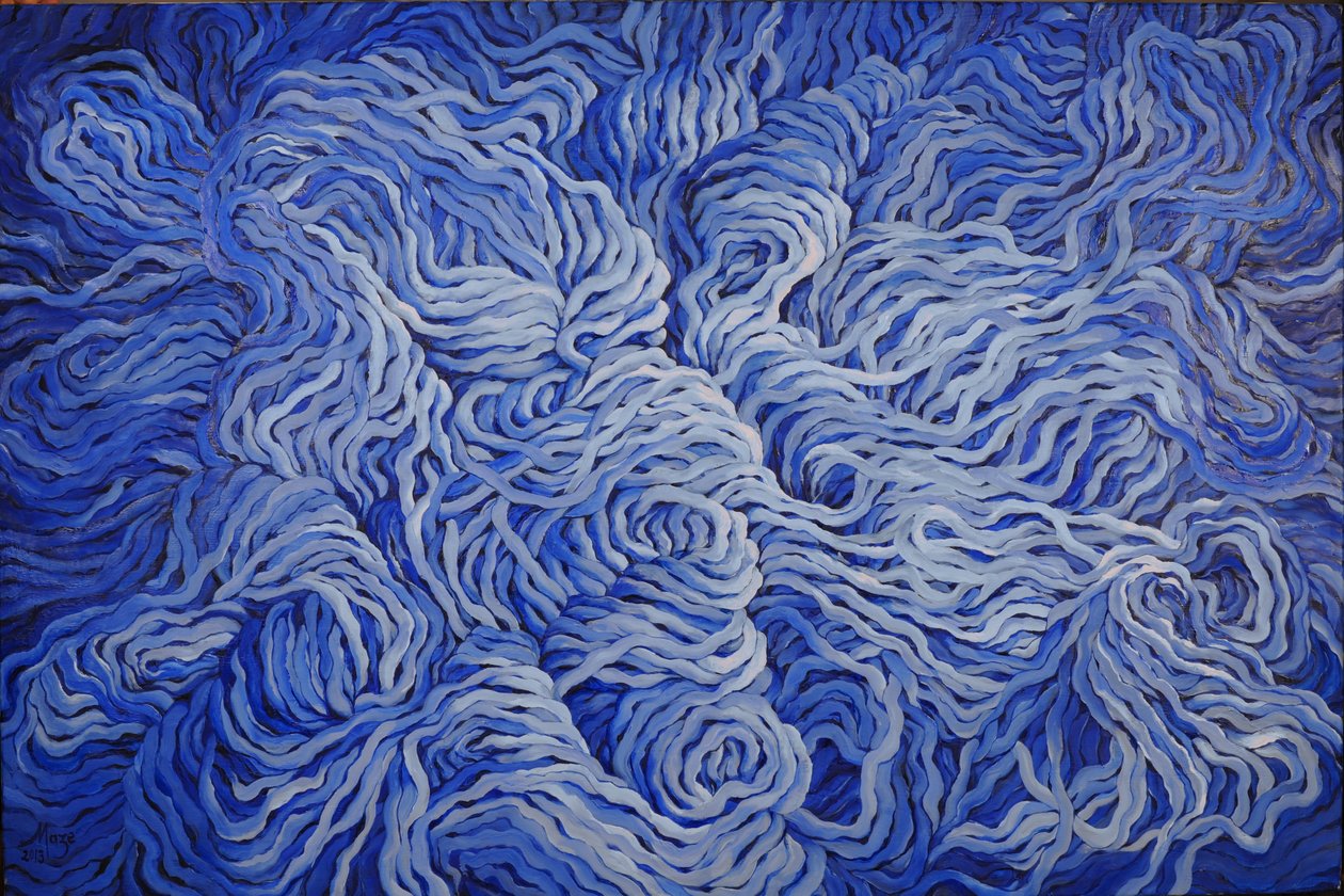 Vlněná námořnická modř, 2013 (kvaš na papíře) od Jeanne Maze