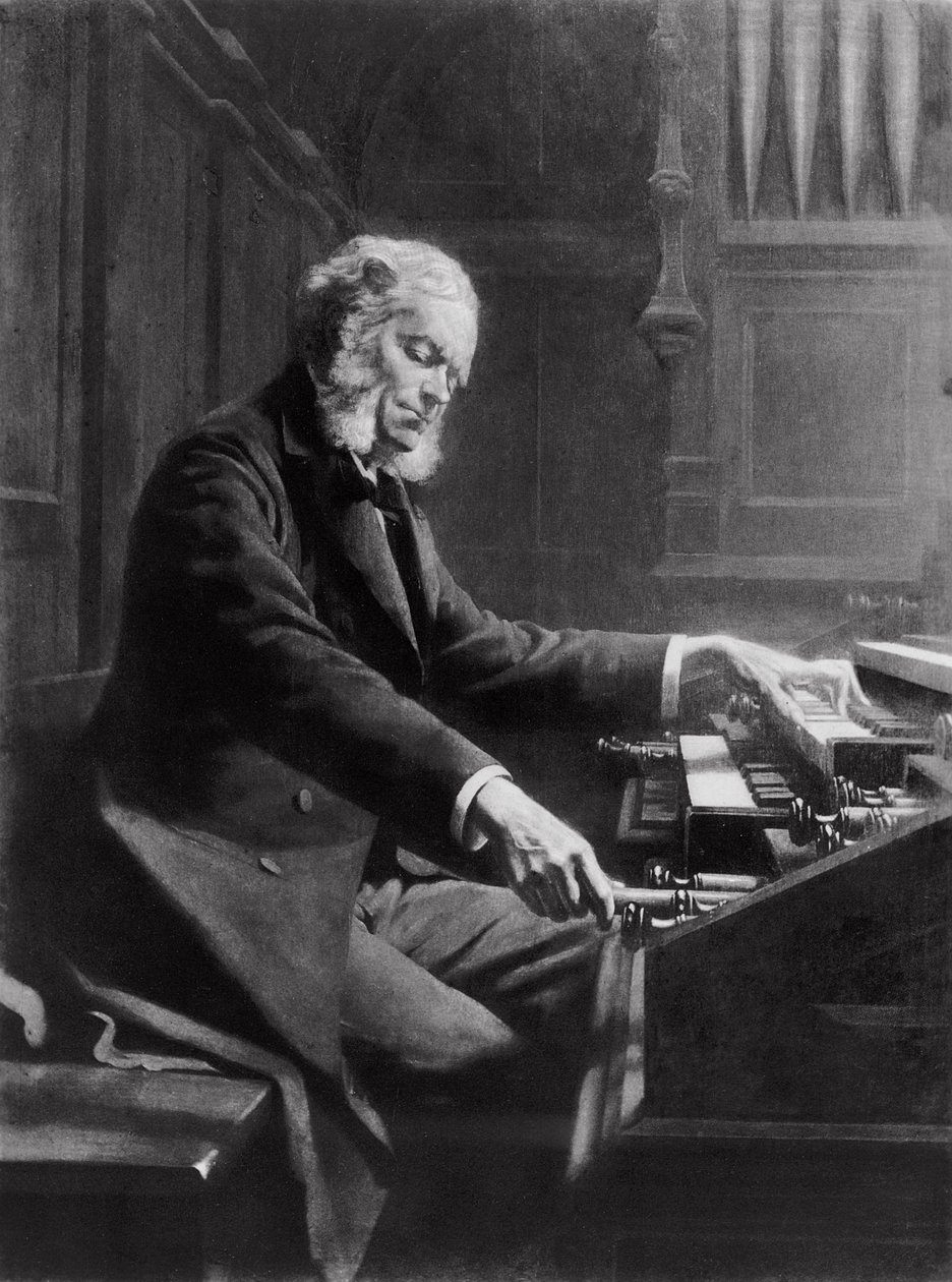 Cesar Franck na konzole varhan v bazilice St. Clotilde, Paříž, 1885 od Jeanne Rongier