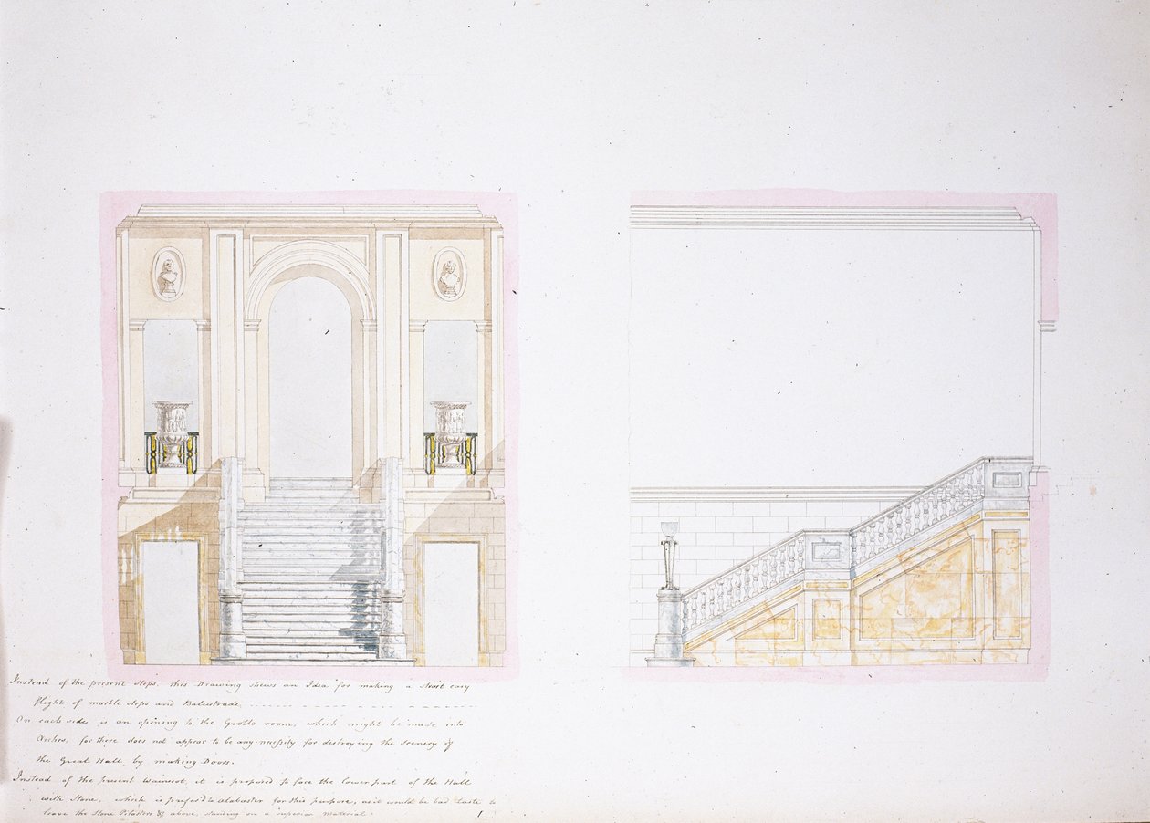 Design pro Malovaný sál, Chatsworth (akvarel na papíře) od Jeffry Wyatville