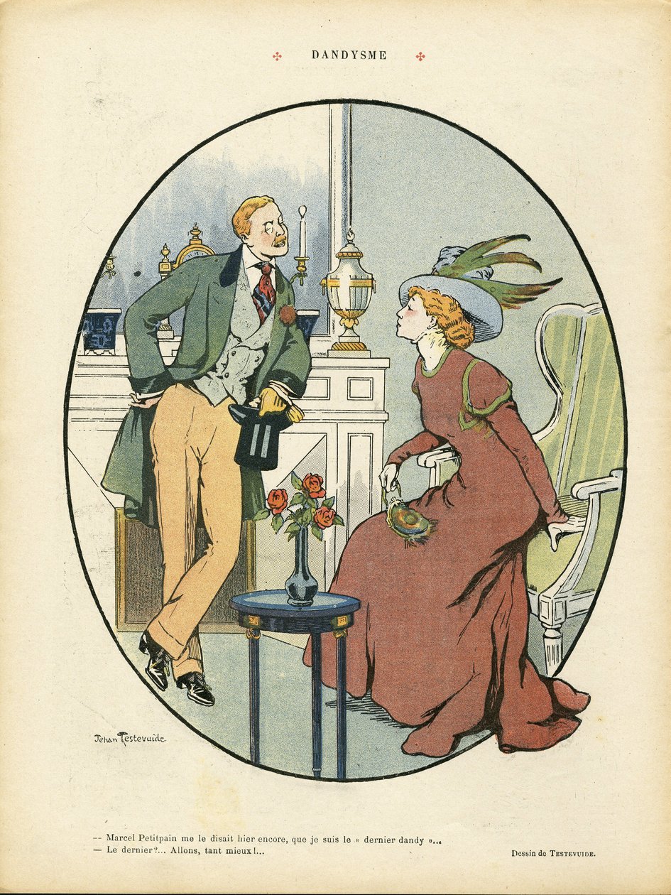 Ilustrace Jehan Testevuide (1873-1924) v Le Rire, 09.05.08 - Dandyismus - móda, interiérová architektura - Dandy od Jehan Testevuide