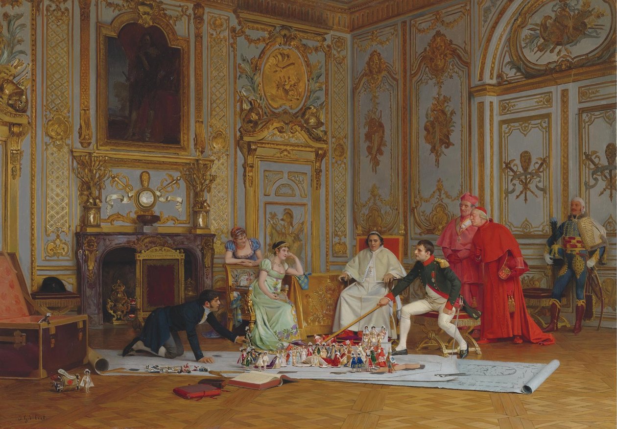 Napoleon plánuje svou korunovaci od Jehan Georges Vibert