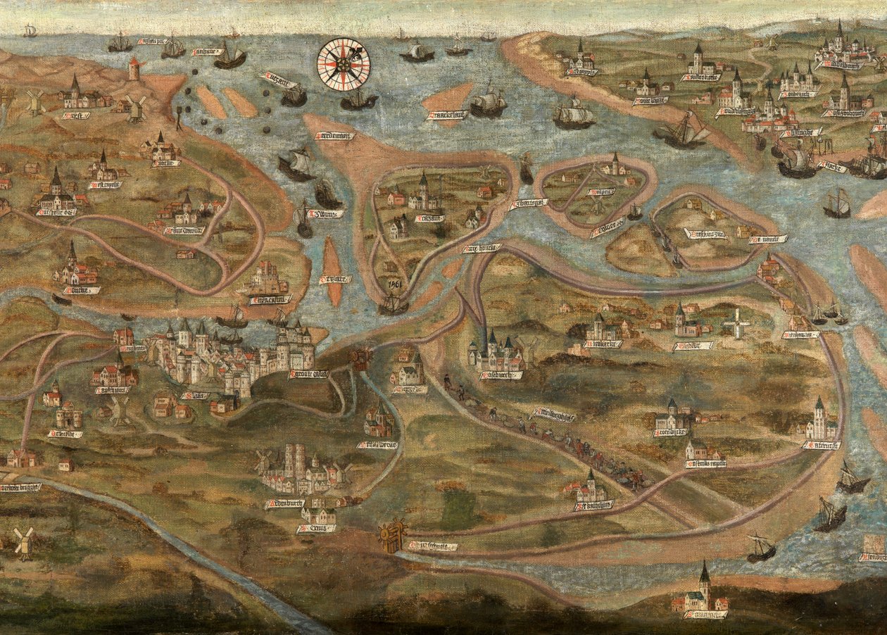 Mapa oblasti Zwin (olej na plátně) od Jehan de Hervy