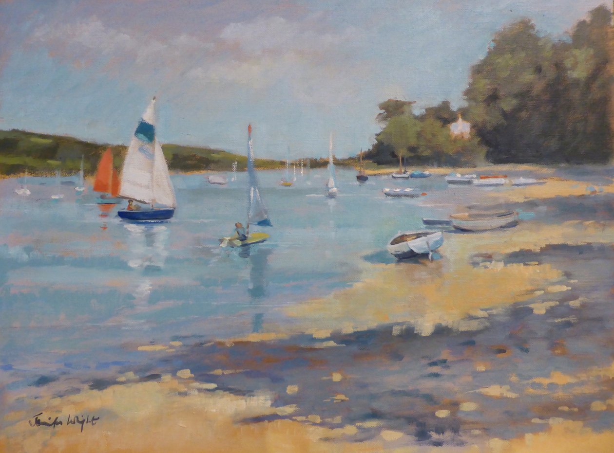 Salcombe, Red Sail od Jennifer Wright