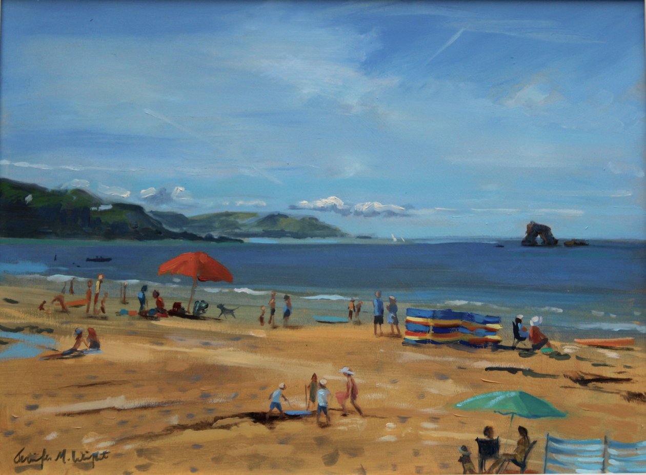 Thurlestone, červený deštník od Jennifer Wright