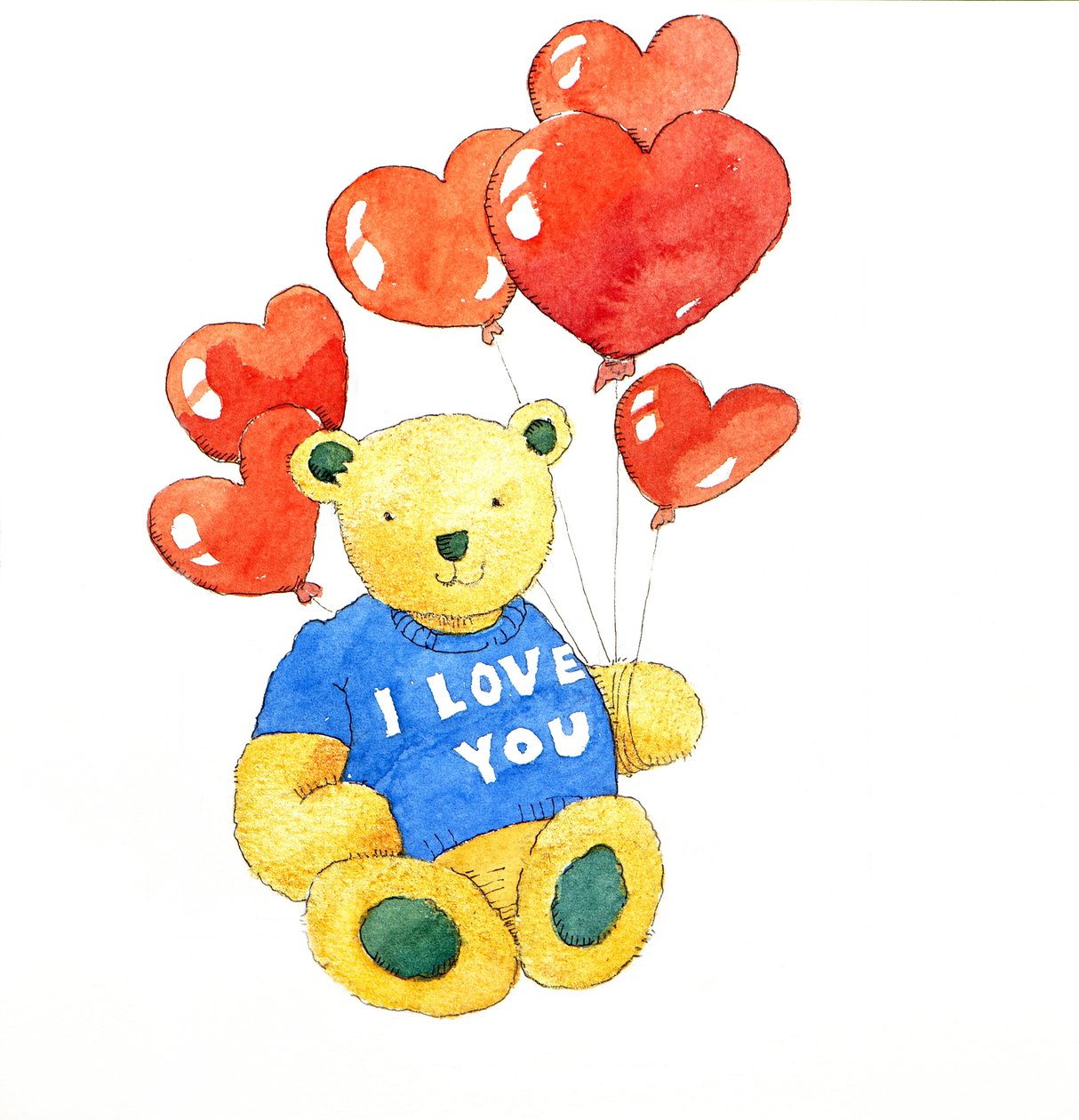 I love you bear - balón, 2011 (akvarel) od Jennifer Abbott