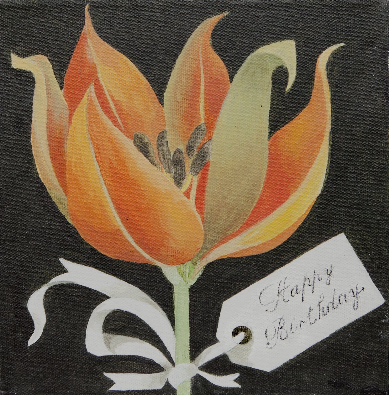 Tulipán, Happy Birthday (akryl) od Jennifer Abbott