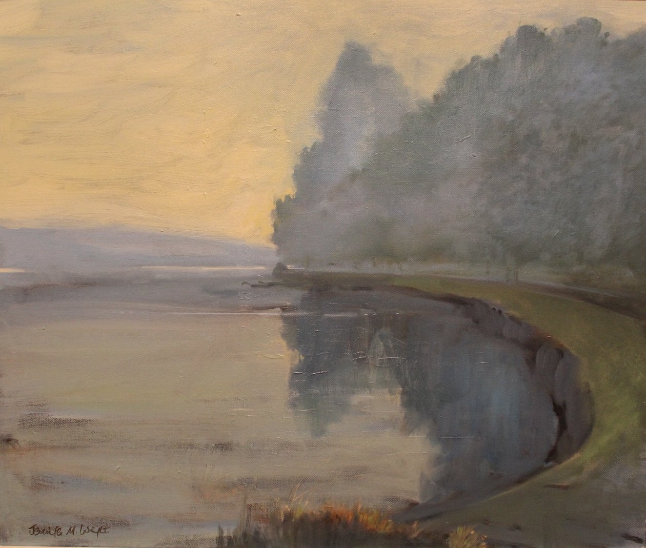 Batson Creek Salcombe , časné ráno , olej na plátně , 2016 od Jennifer Wright