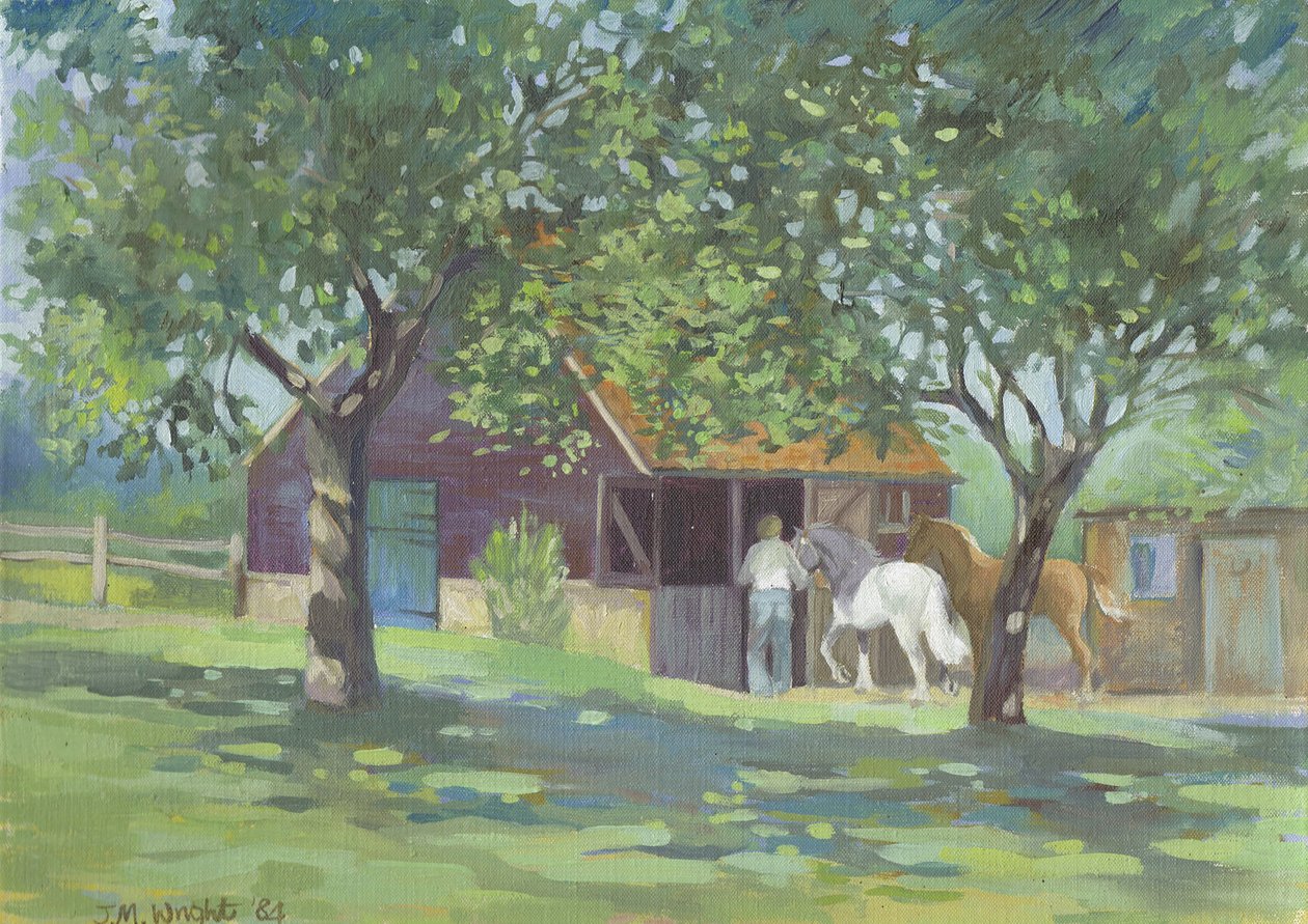 Koně pryč od much (olej na plátně) od Jennifer Wright