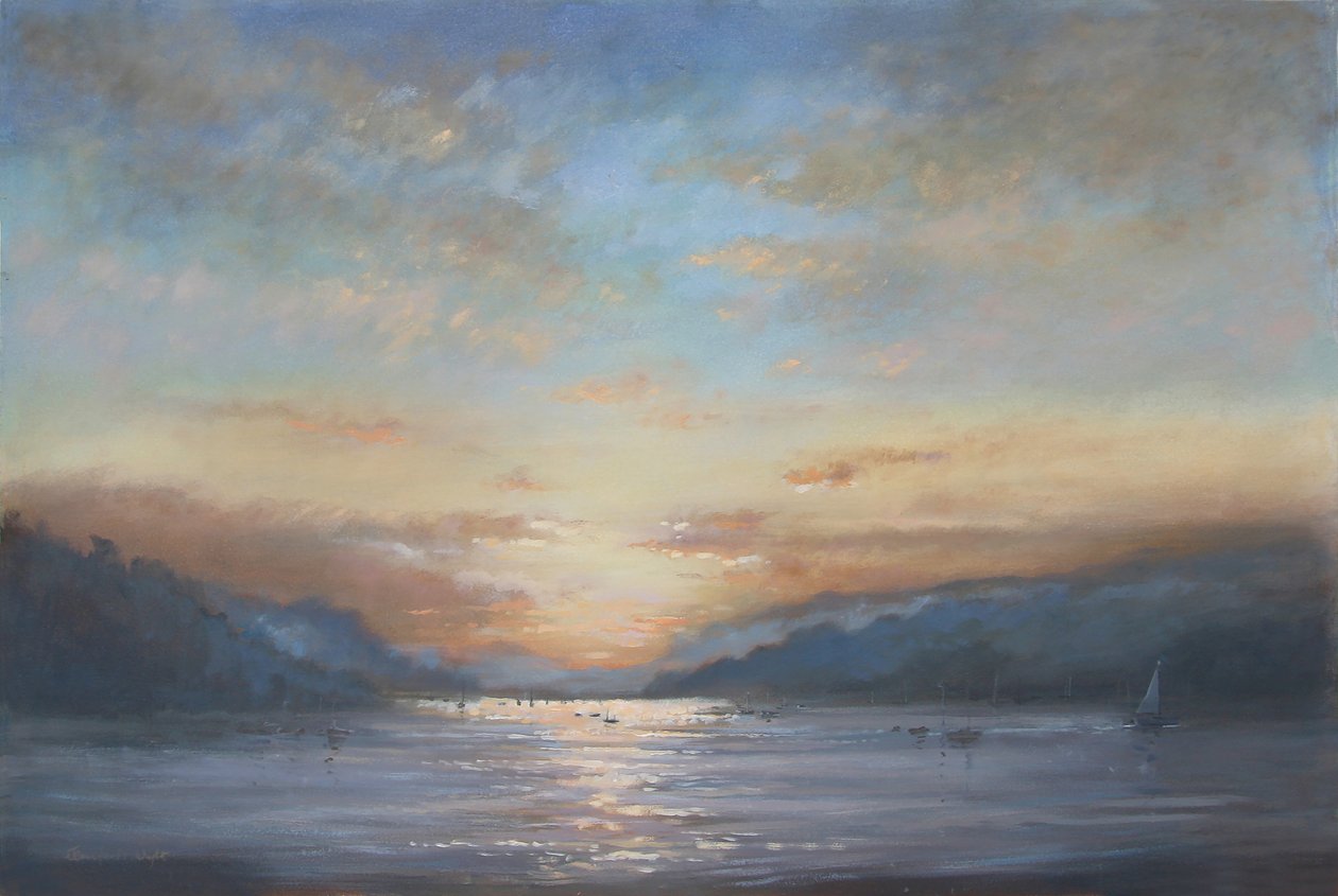 Salcombe Dawn (olej na plátně) od Jennifer Wright