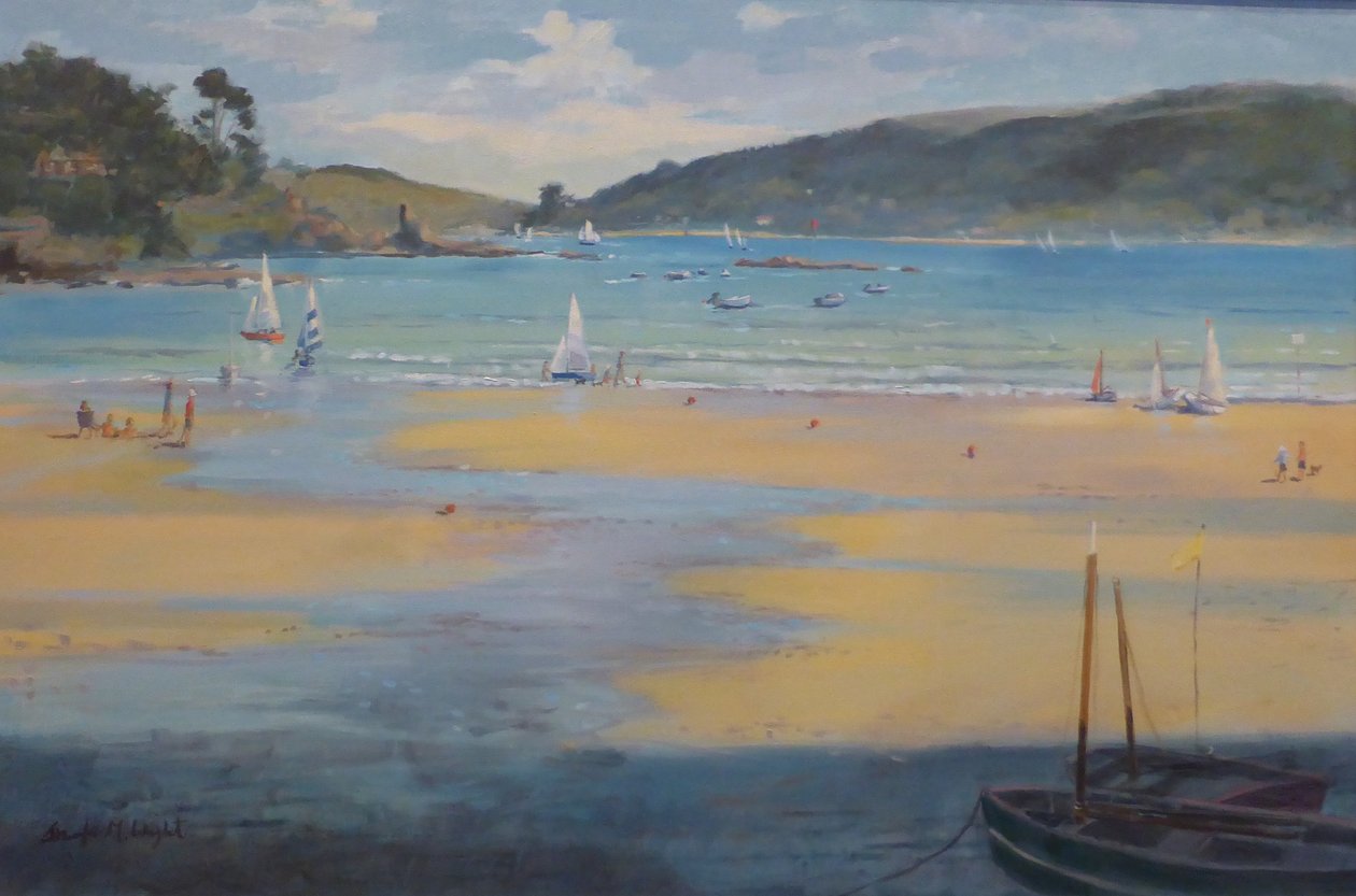 South sands Beach , Salcombe . olej na plátně, 2016 od Jennifer Wright