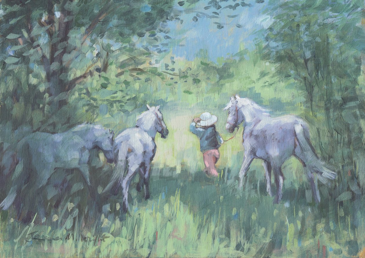 Letní poníci (olej na plátně) od Jennifer Wright
