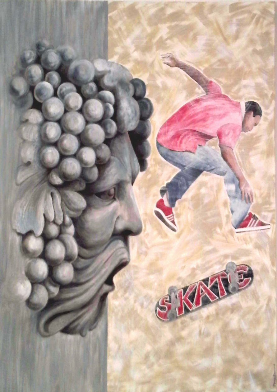 Skate, 2009 (akryl a pastel na plátně) od Jenny Barnard