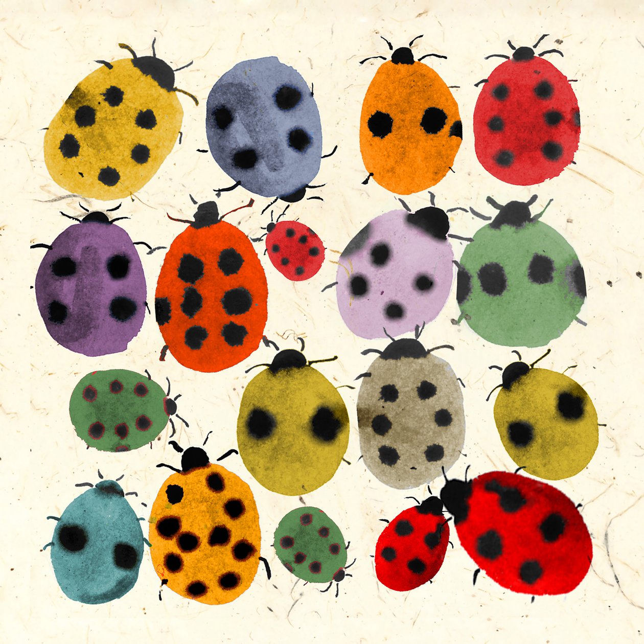 INKY LADYBIRDS, 2022 (akvarel) od Jenny Frean