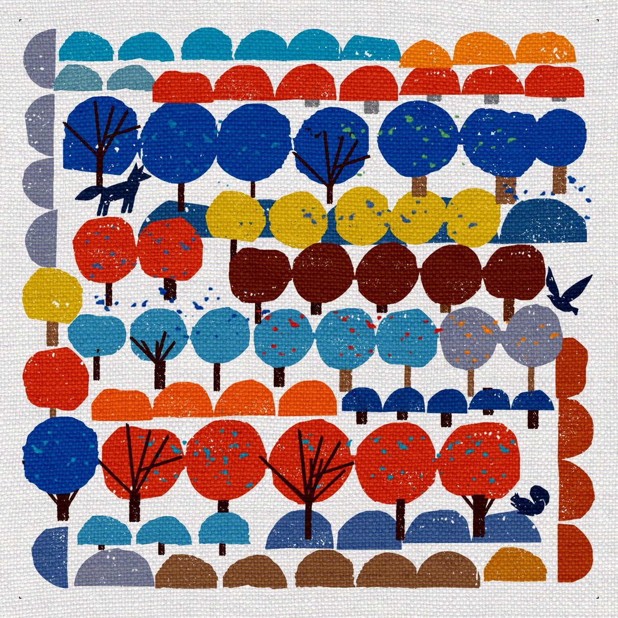 Village Trees, 2022 (kombinovaná média) od Jenny Frean