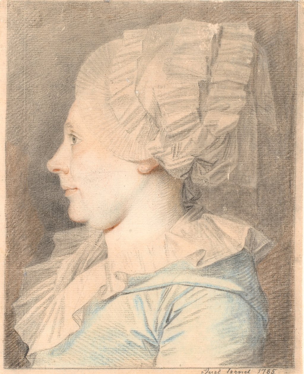 Portrét Anne Cathrine Maaløe, rozené Basse. Profil vlevo od Jens Juel