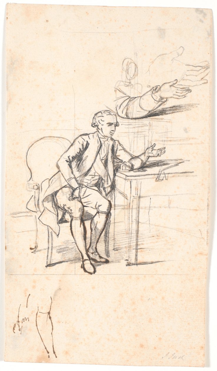Studie k rodinnému portrétu Holmskioldových z roku 1787: tajná rada. Theodor Holmskiold sedí u stolu od Jens Juel