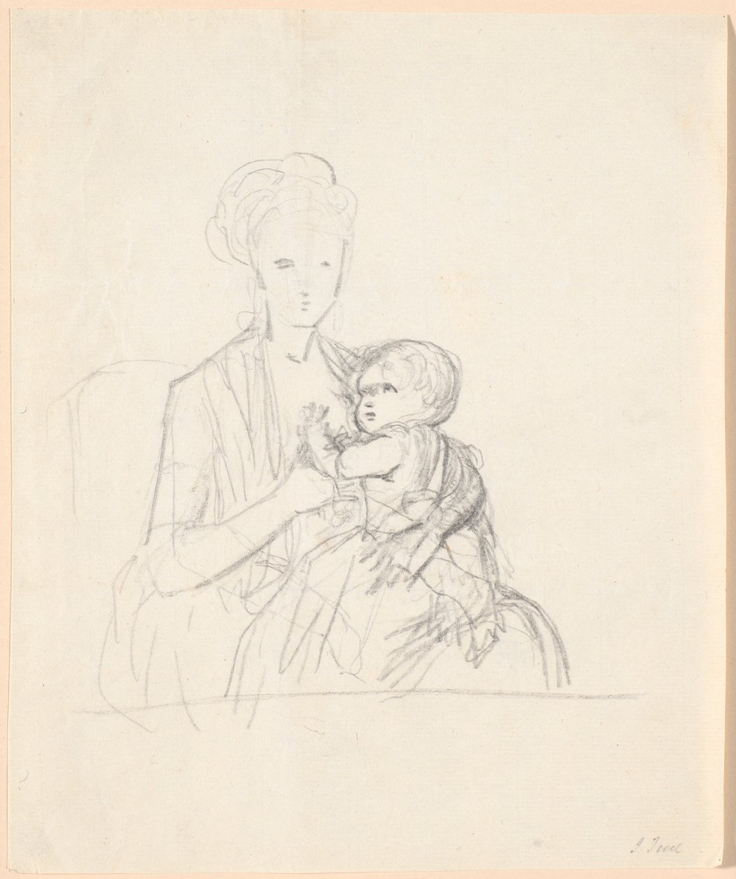 Návrh na portrét hraběnky Sophie Magdalene Raben, rozené von Qualen se svým nejstarším synem, narozen 1784 od Jens Juel