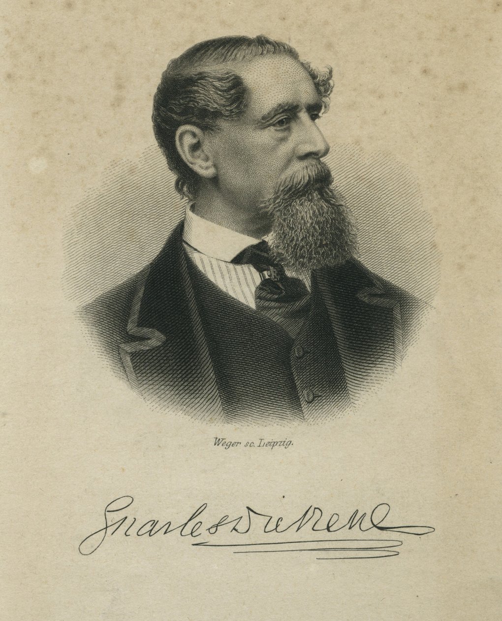 Charles Dickens, ryl Weger, kolem roku 1874 od Jeremiah Gurney