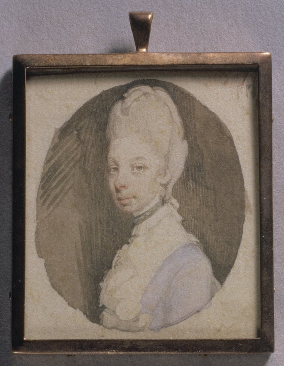 Portrétní miniatura královny Charlotte, kolem roku 1772 (wc na slonovině) od Jeremiah Meyer