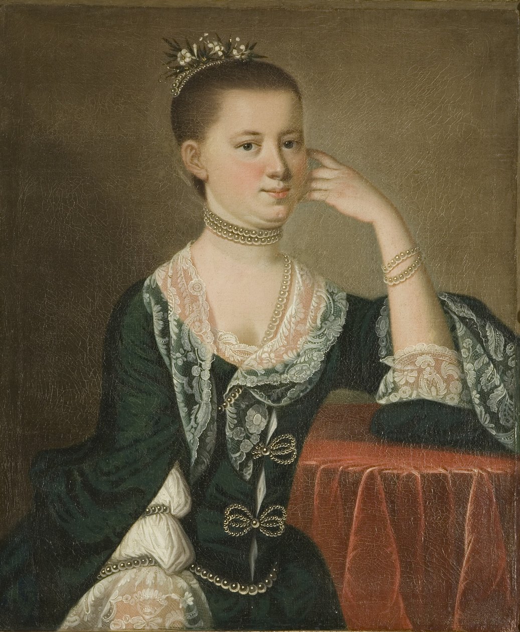Portrét paní Elias Vander Horst, kolem roku 1763 (olej na plátně) od Jeremiah Theus