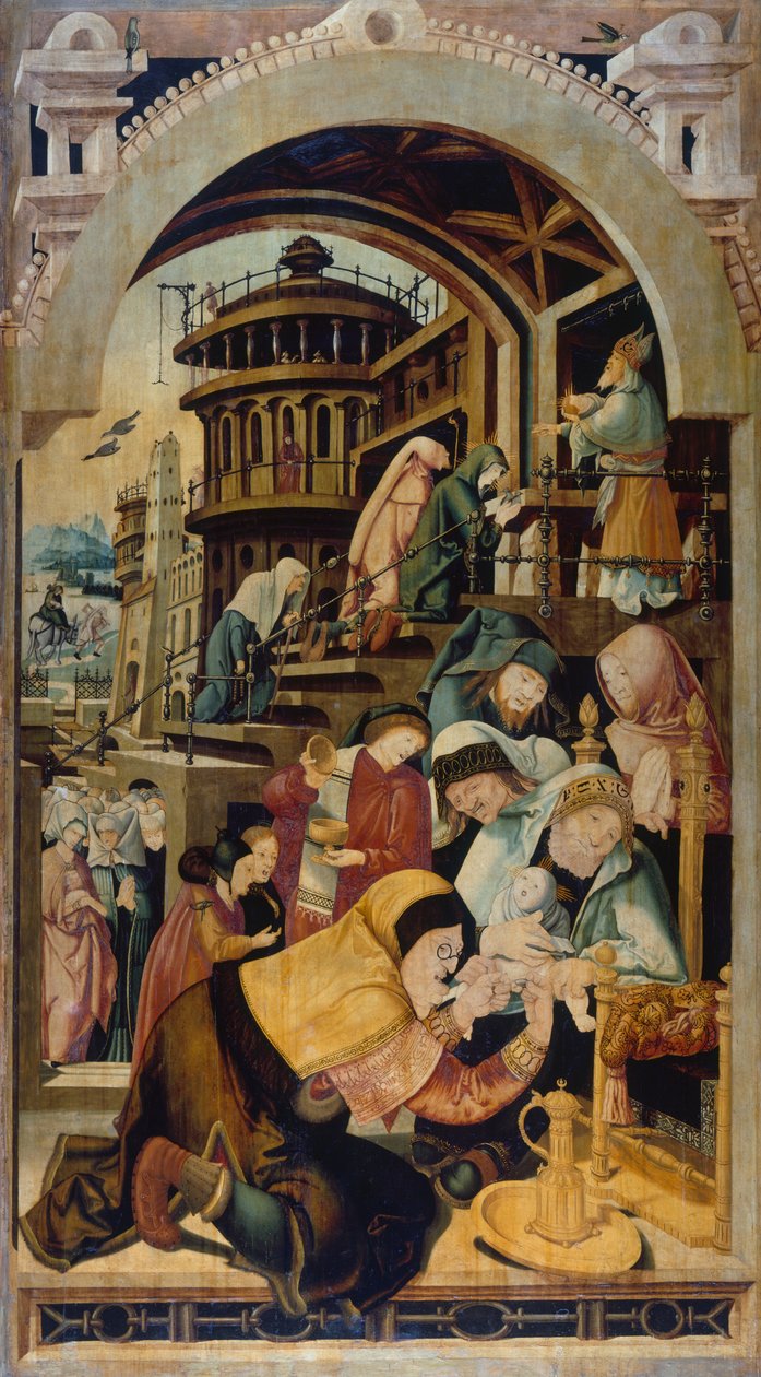 Obřízka Ježíše, obraz od Jorga Ratgeba (asi 1480-1526), olej na panelu od Jerg Ratgeb