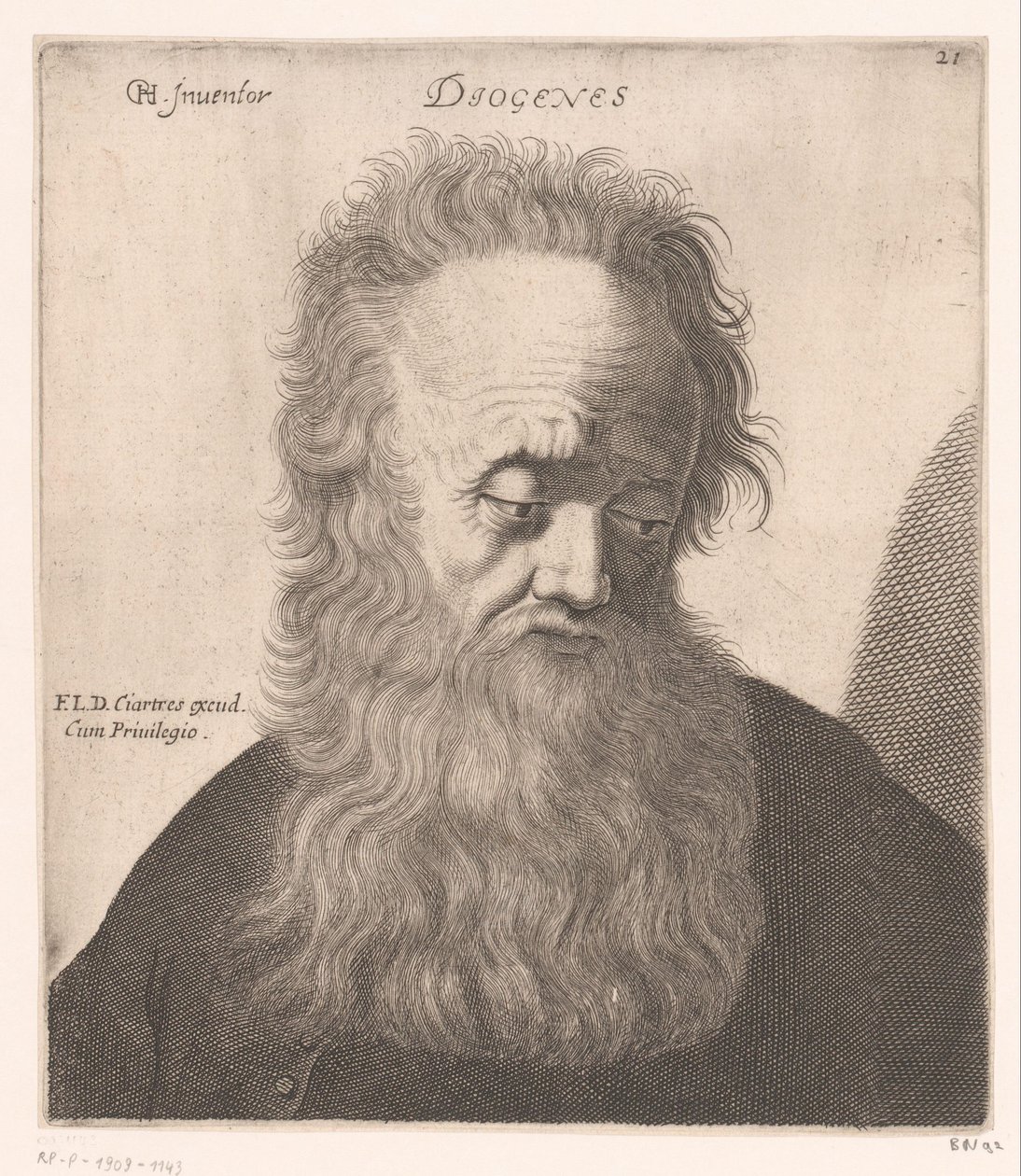 Portrét Diogena ze Sinope Diogenes (název na objektu) Busty filozofů a králů (název série) od Jerôme David (attributed to)