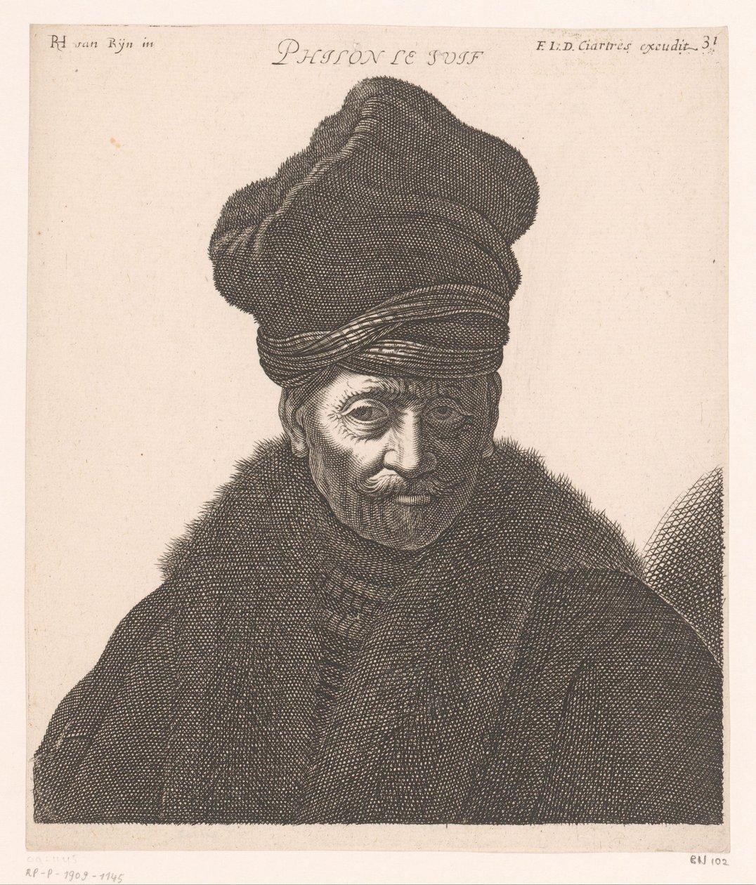 Portrét Filóna Alexandrijského Philon le Juif (titul na objektu) Busty filozofů a králů (název série) od Jerôme David (attributed to)