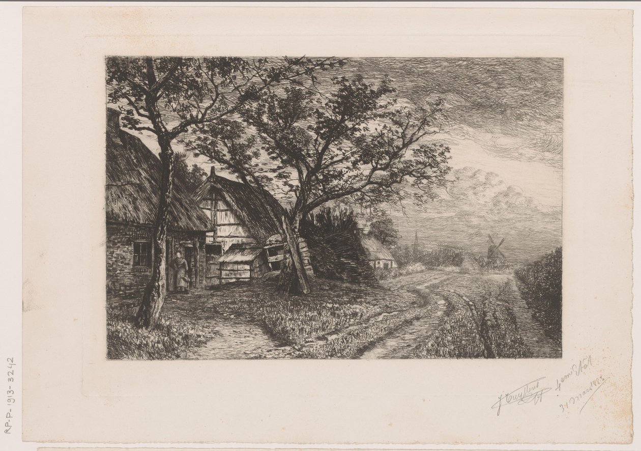 Krajina s farmami a mlýnem od Jerôme Tuyttens (signed by artist)