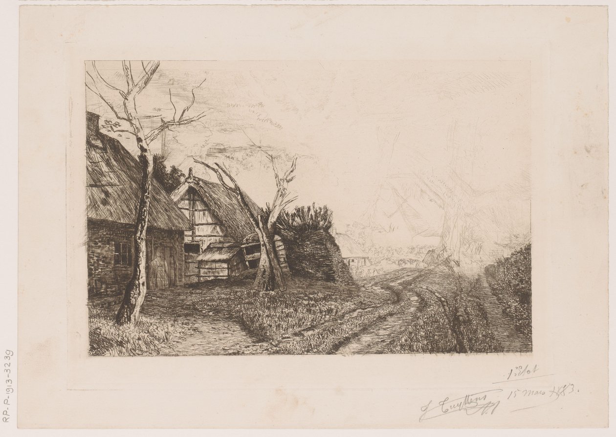 Krajina s farmami a mlýnem od Jerôme Tuyttens (signed by artist)