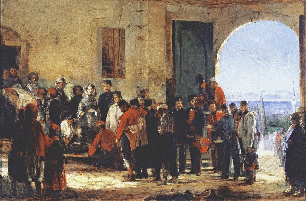 Krymská válka: zdravotní sestra Florence Nightingale v nemocnici Scutari v Turecku, 1856 od Jerry Barrett