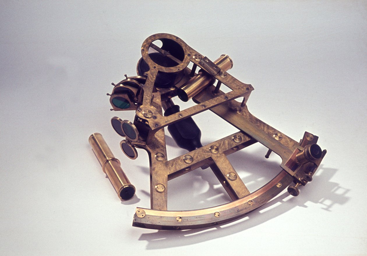 Dvourámový kobylkový sextant, cca 1780 (mosaz a dřevo) od Jesse Ramsden