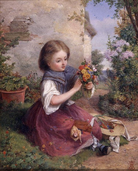 The Posy, cca 1880 (olej na panelu) od Jessica (attr.to) Hayllar