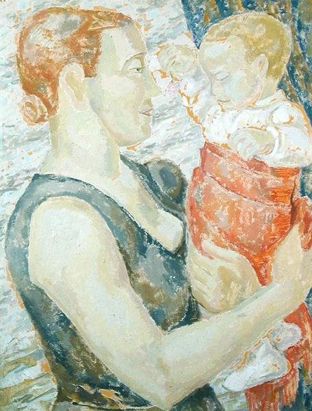 Matka a dítě, kolem roku 1932 (olej na desce gesso) od Jessica Stewart Dismorr