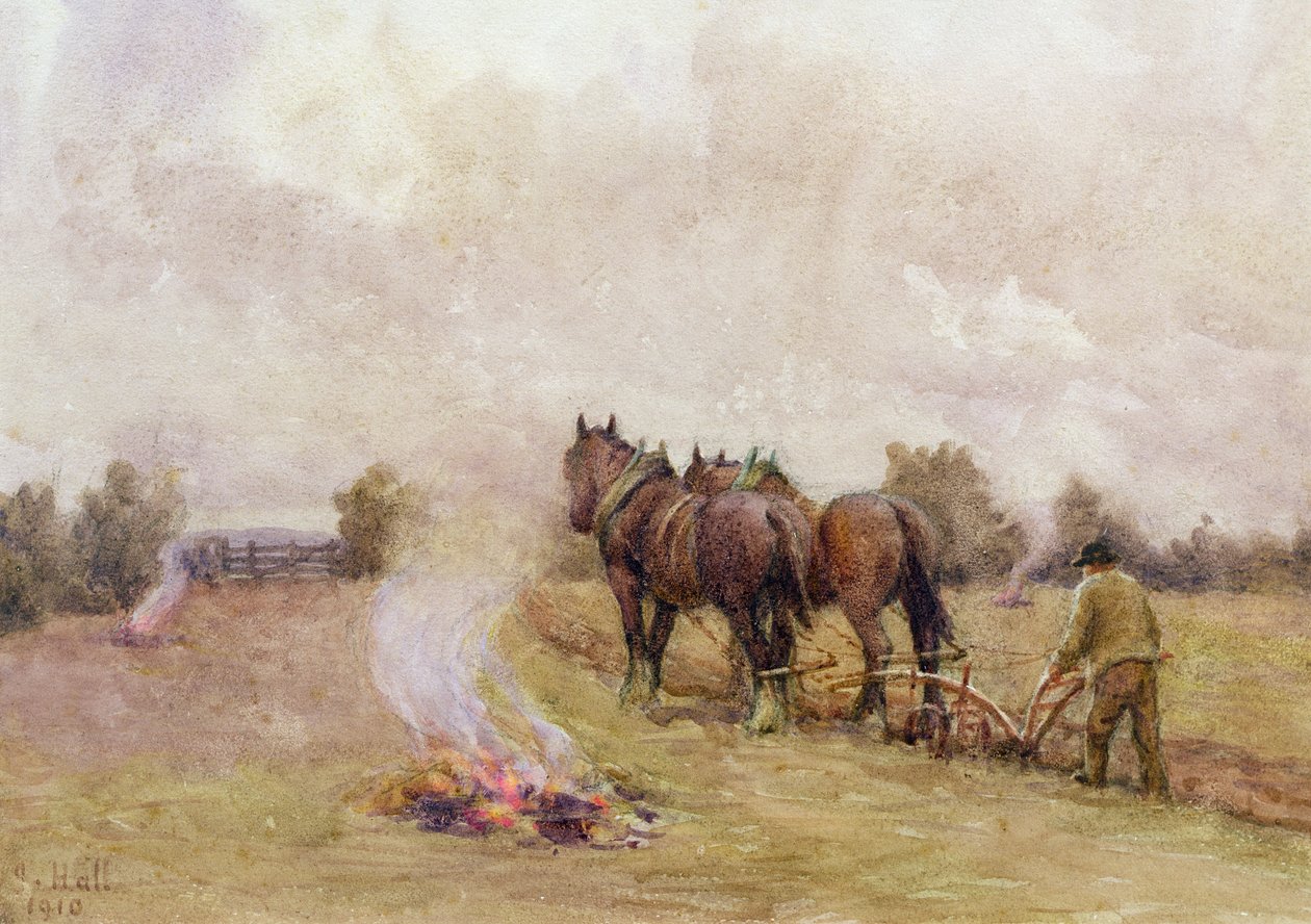 Orba s požáry v poli, 1910 od Jessie Hall