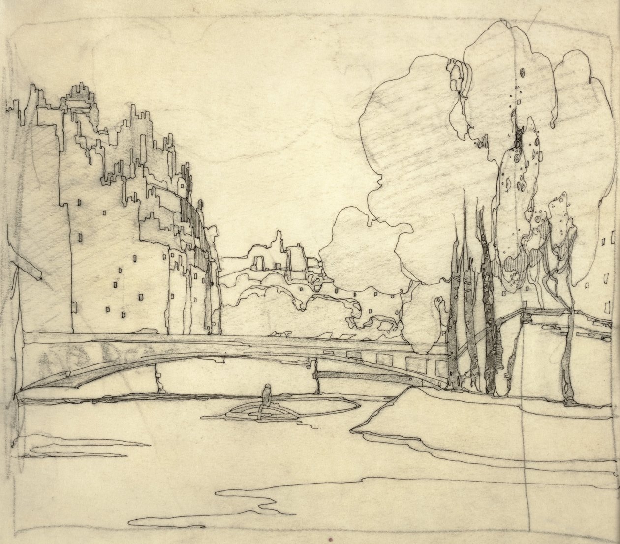 Ilustrace pro "The Book of Bridges", cca 1911 (inkoust na papíře) od Jessie Marion King