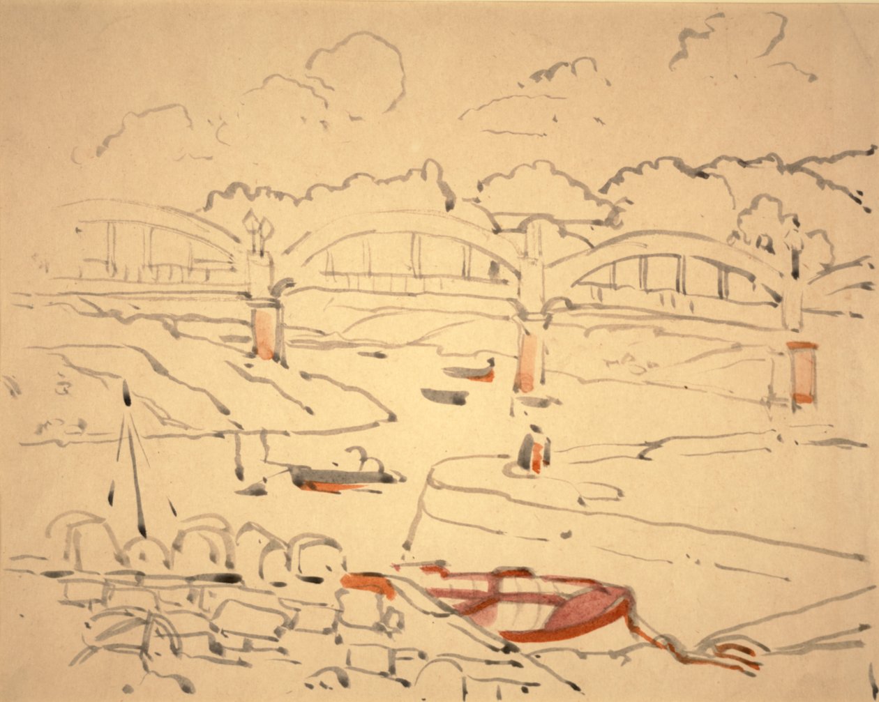 Ilustrace pro "The Book of Bridges", cca 1911 (akvarel a inkoust na papíře) od Jessie Marion King