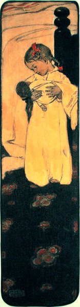 Holčička s panenkou (tužka, akvarel a lak na papíře) od Jessie Willcox Smith