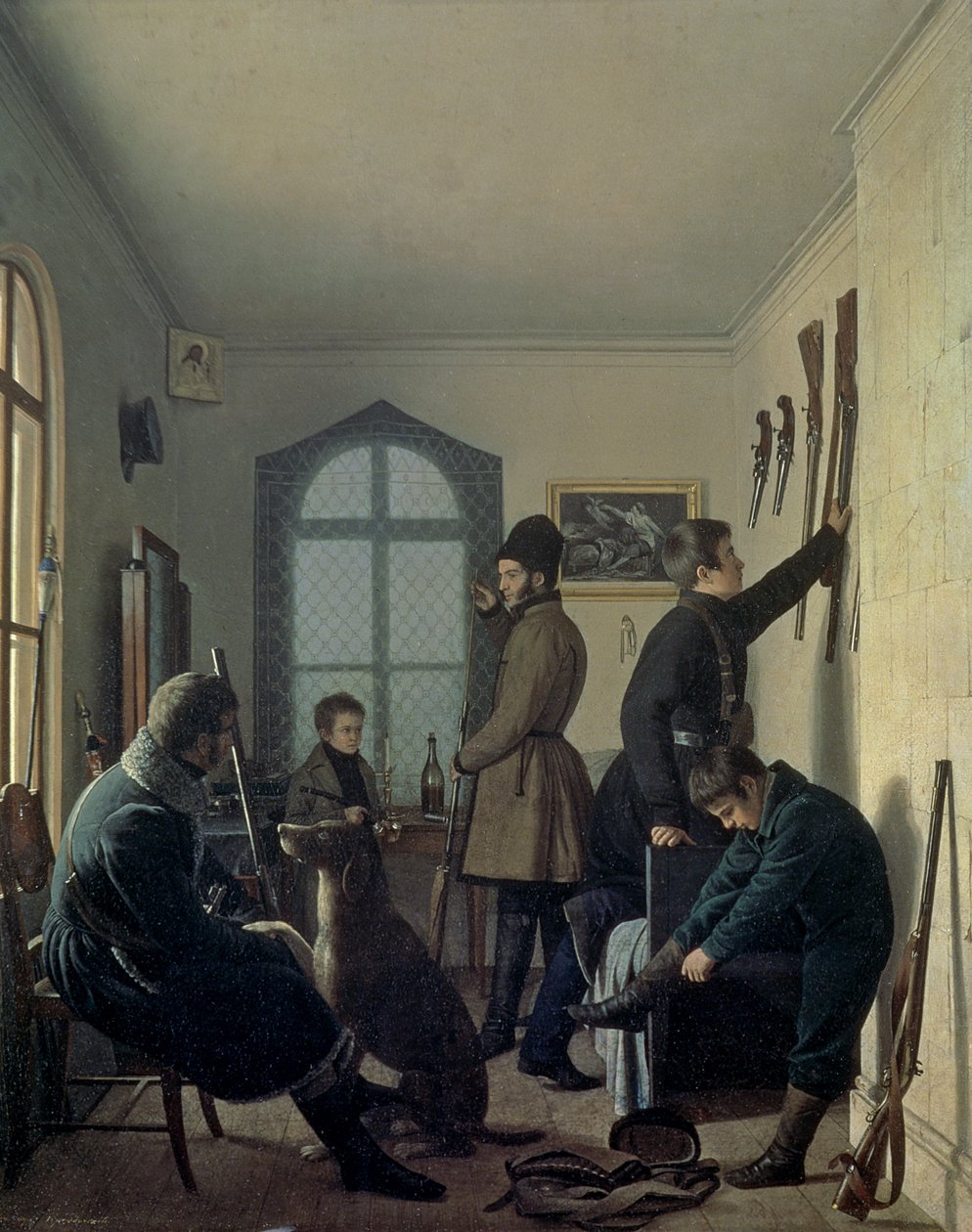 Přípravy na lov, 1836 od Jevgraf Fiodorovitch Krendovsky