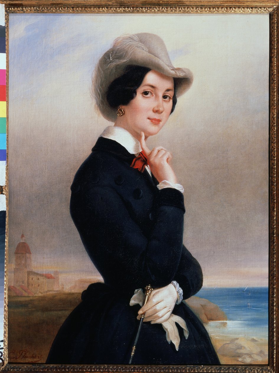 ""Portrét ruské herečky Vera Michurina-Samoylova (Samoylova) (1866-1948)"" Obraz Eugene Plucharta (1809-1880) kolem roku 1840 Muzeum Tropinin (Tropinin) Moskva, Rusko od Jewgenij Alexandrowitsch Pluchart