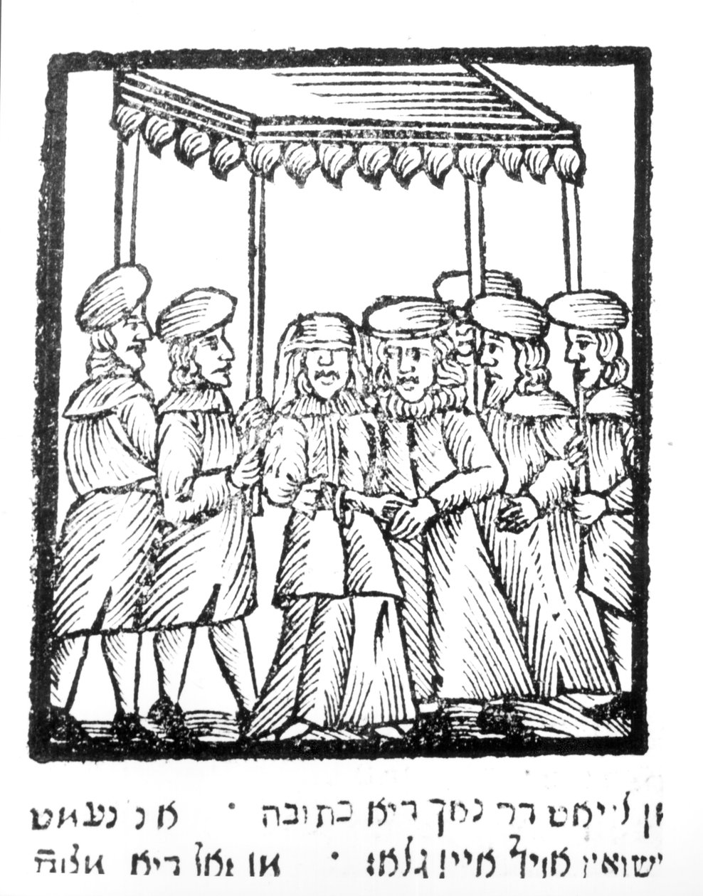 Ilustrace židovské svatby od Jewish School