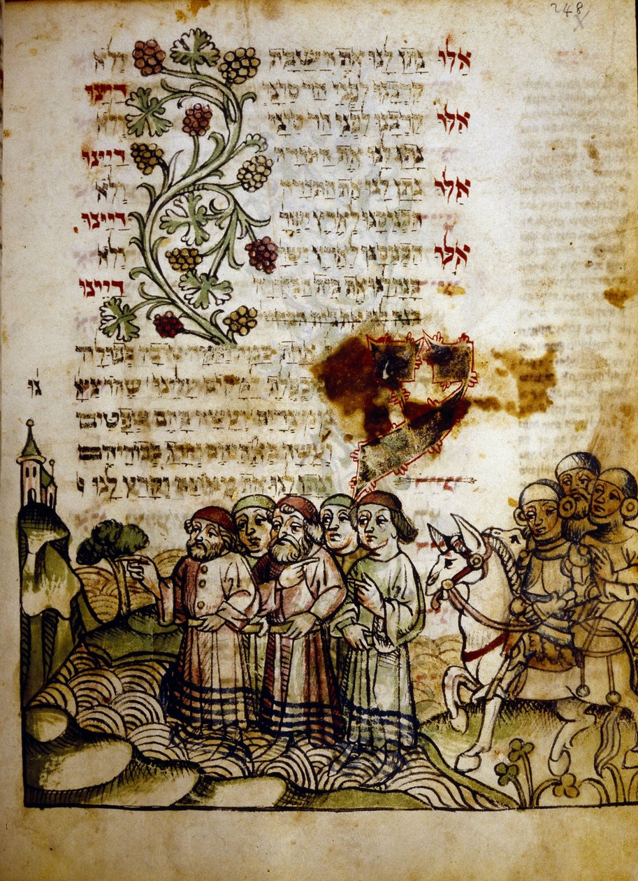 Průchod Rudého moře, z Machazoru z 15. století, Biblioteca Palatina, Parma od Jewish School