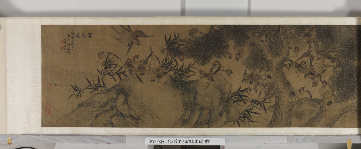 Sto ptáků (inkoust a barvy na hedvábí) od Jiang (after) Tingxi